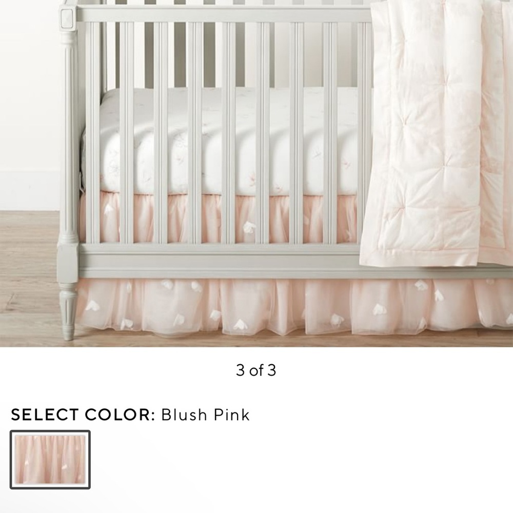 Pottery barn kids Monique Lhuillier Ethereal blush pink crib skirt
